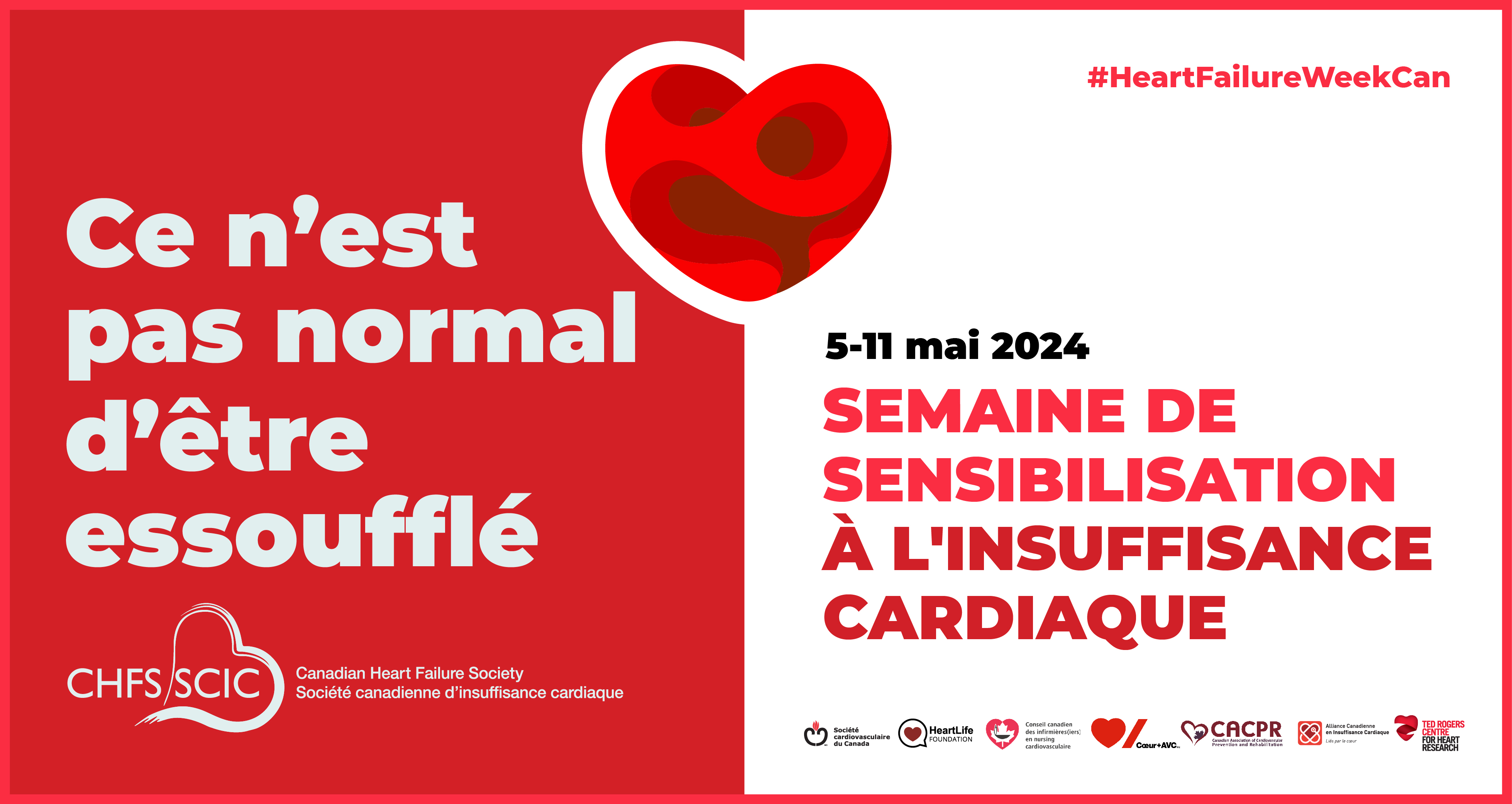 Affiche pour la Semaine nationale de sensibilisation à l’insuffisance cardiaque ayant lieu du 5 au 11 mai 2024.